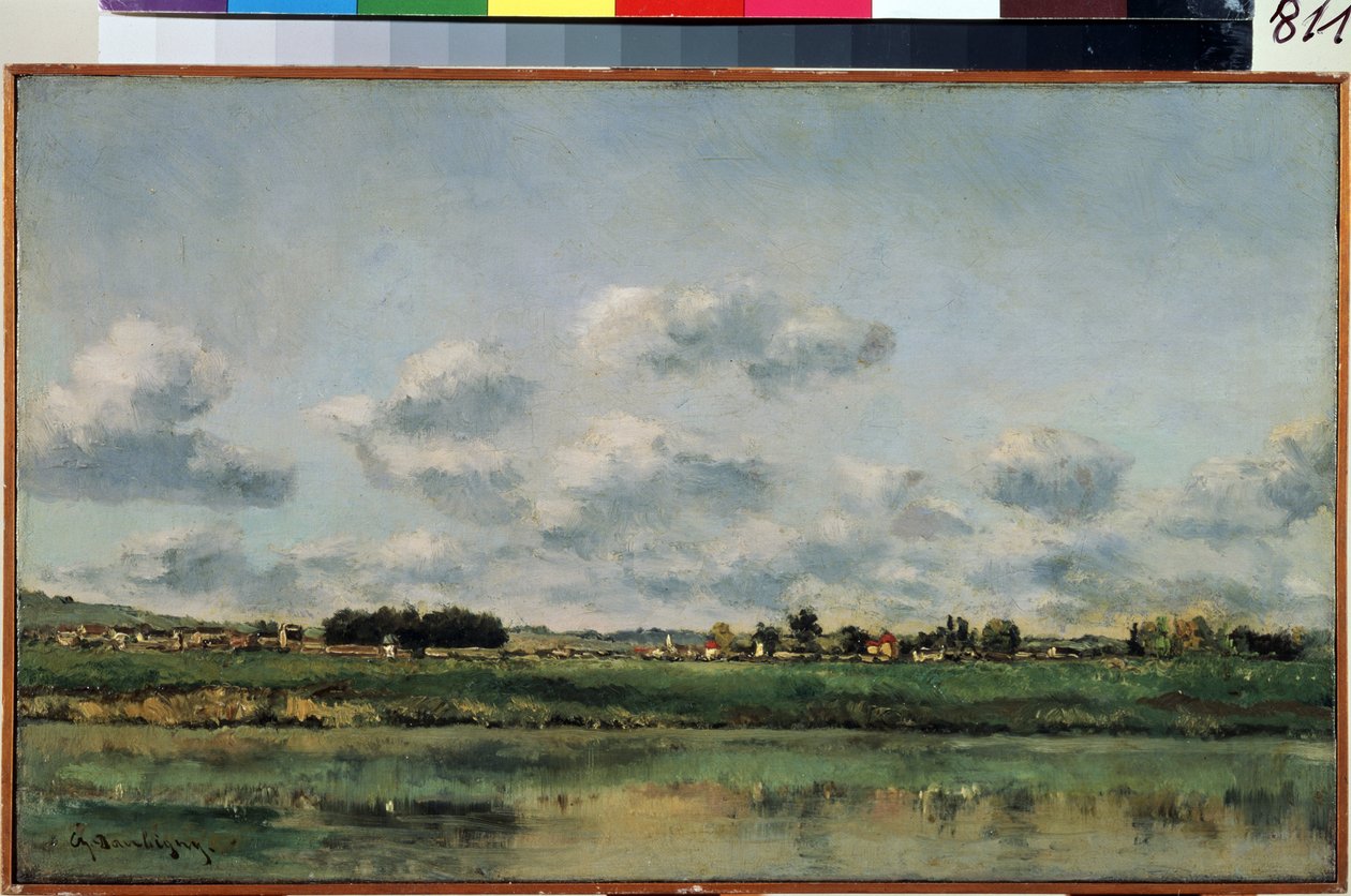 "" ضفاف نهر Loing in Seine-et-Marne (Seine et-Marne) "" (ضفاف Loing) لوحة لتشارلز فرانسوا دوبيني (1817-1878) 1858-1859 Dim. 25x41 cm متحف هيرميتاج ، سانت بطرسبرغ (سانت بطرسبرغ) بواسطة تشارلز فرانسوا داوبيني