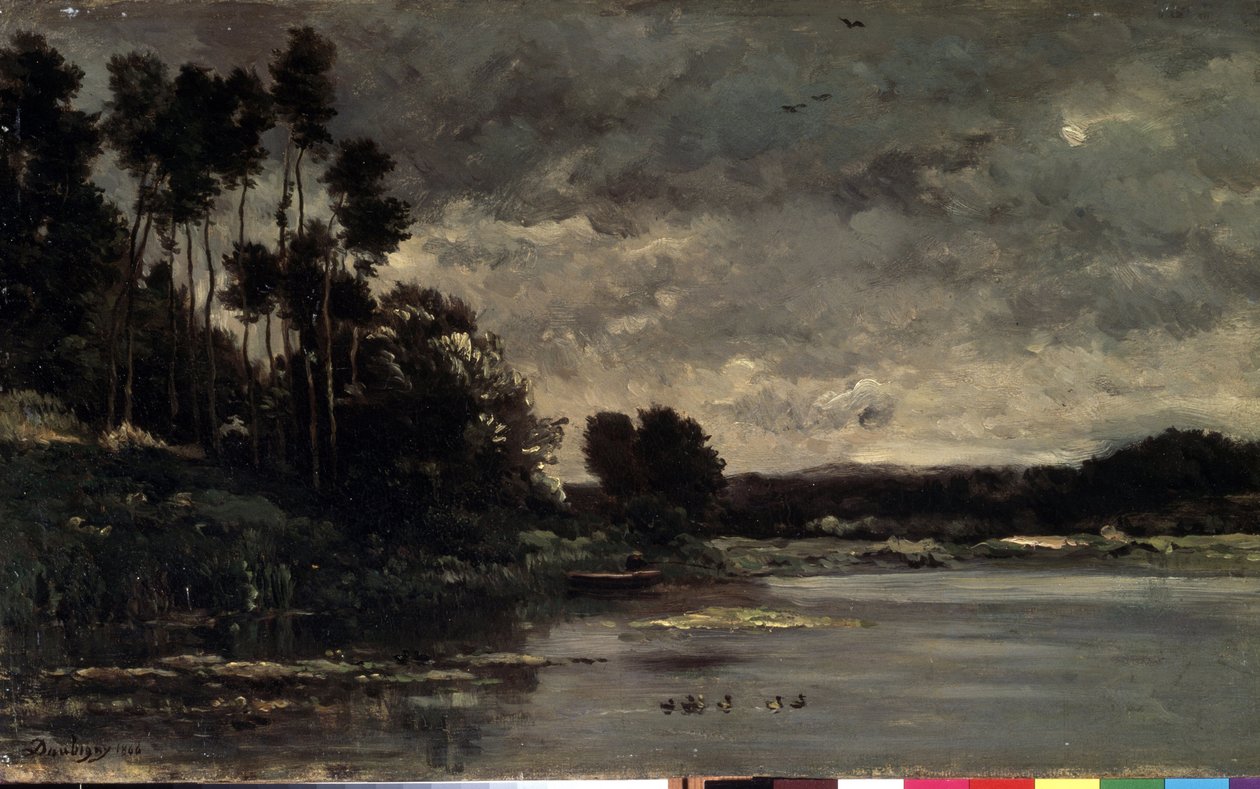 "ضفاف النهر" (ضفة النهر) لوحة لشارلز فرانسوا دوبيني (1817-1878) 1866 Dim. 26x460 cm متحف هيرميتاج ، سانت بطرسبرغ (سانت بطرسبرغ) بواسطة تشارلز فرانسوا داوبيني