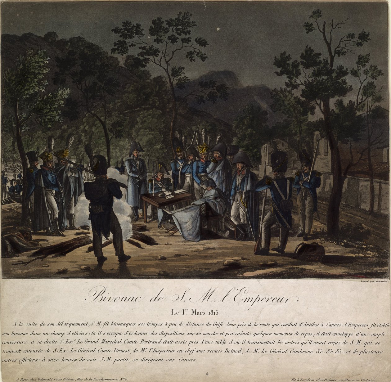 عودة نابليون من إلبا. نابليون مرتاح في غولف جوان في 1 مارس 1815 ، 1815 بواسطة تشارلز فرانسوا جابرييل ليفاشيز