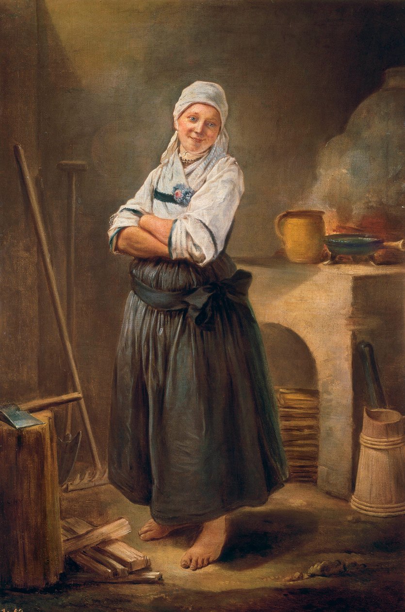 شابة من ساكسونيا في مطبخها. لوحة تشارلز فرانسوا هوتين (1715-1776). 1756. بواسطة تشارلز فرانسوا هوتين