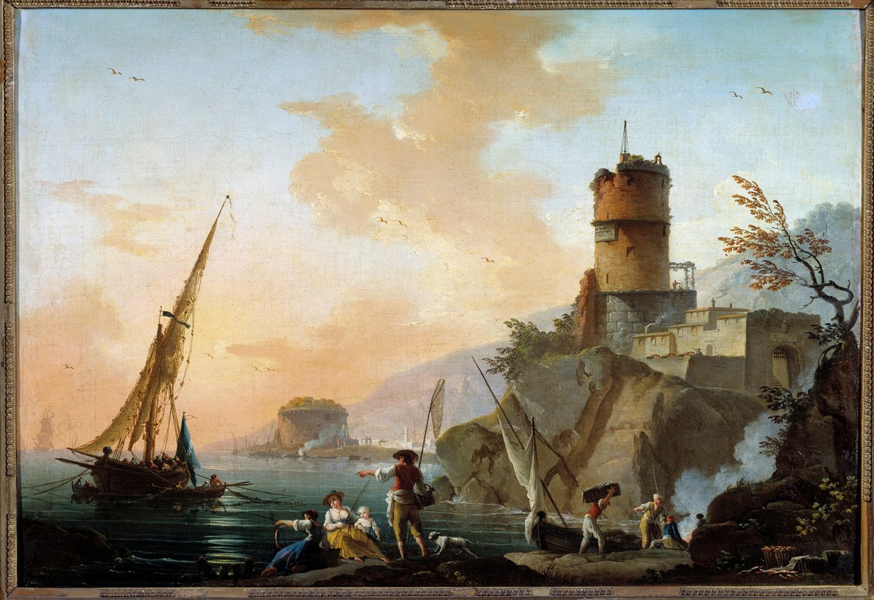البحر ، منظر لرسومات البحر الأبيض المتوسط التي رسمها تشارلز فرانسوا لاكروا من مرسيليا (1720-1779) من القرن الثامن عشر. 0،61x0،82 م أورليانز ، متحف الفنون الجميلة بواسطة شارل فرانسوا لاكروا دي مرسيليا