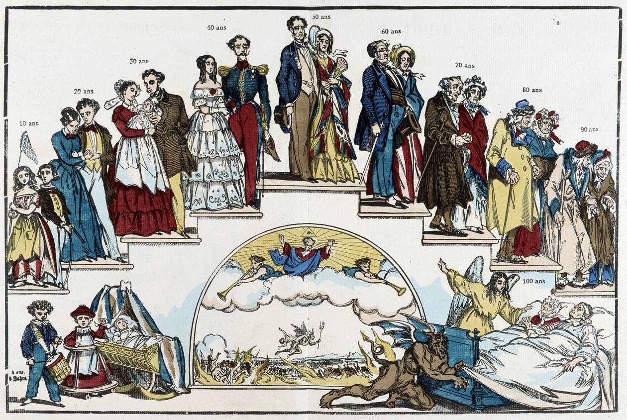 The Ages of Life - drawing by Pinot, late 19th century بواسطة تشارلز فرانسوا بينوت