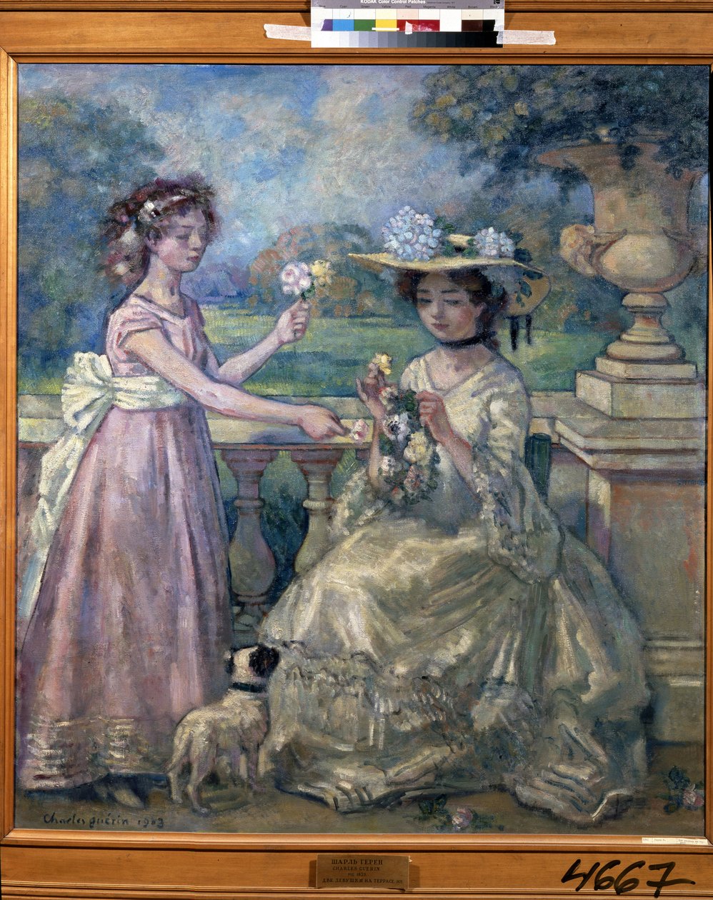 فتاتان على الشرفة. لوحة تشارلز فرانسوا بروسبر غيرين (1875-1939) بواسطة تشارلز فرانسوا بروسبر غيران