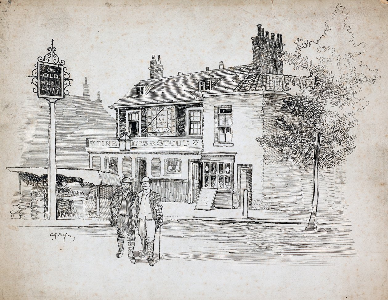 دار Old Windmill العامة ، 214-214 Chiswick High Road ، Turnham Green ، London ، 1892-1933. بواسطة تشارلز جورج هاربر