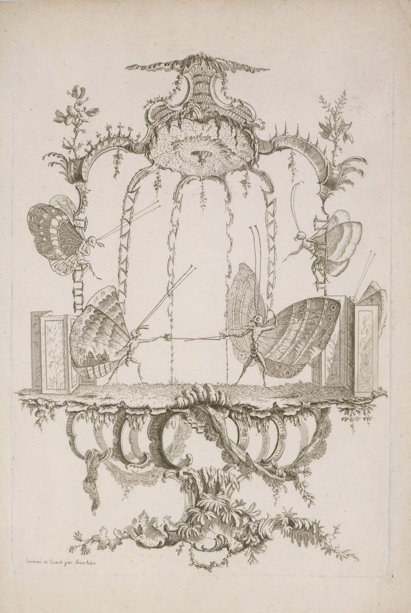 المبارزة المبارزة ، من مقال عن الفراشات البشرية لسانت أوبين ، كاليفورنيا. 1756-60. بواسطة شارل جيرمان دي سانت أوبين