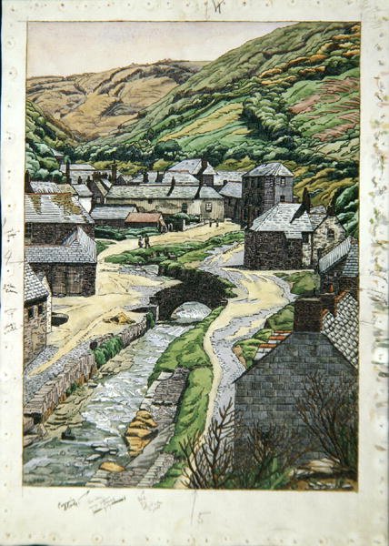 بوسكاسل ، كورنوال ، حوالي عام 1919 (ألوان مائية وقلم وحبر على ورق) بواسطة تشارلز جينر