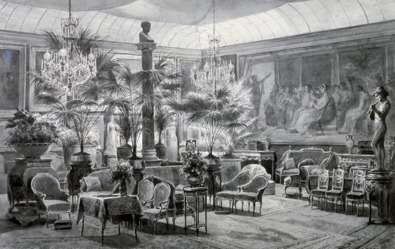 الحديقة الشتوية للأميرة ماتيلد والغواش والرسم بالحبر لتشارلز جيرو (1819-1892) بواسطة تشارلز جيرو