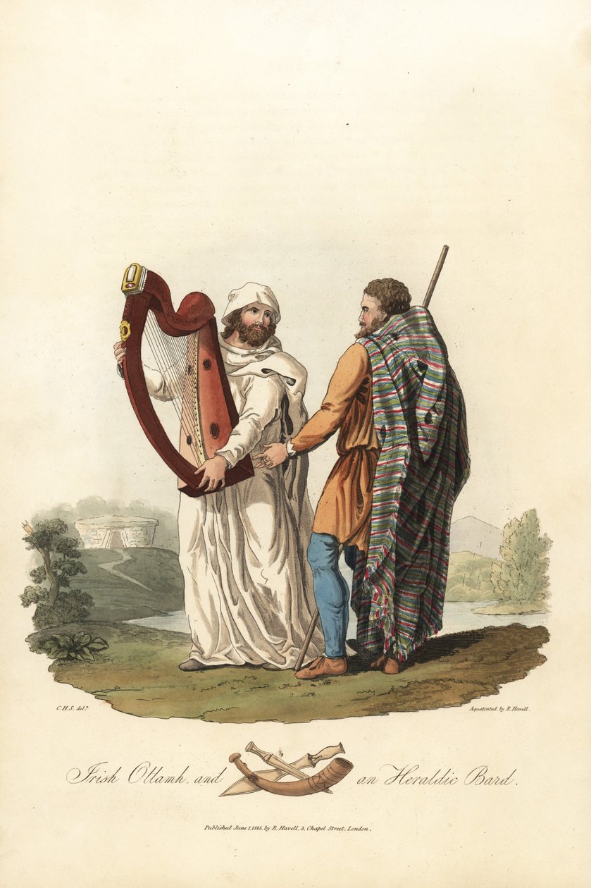 ollamh الأيرلندية وشاعرة ، عصر ما قبل الروماني. ، 1821 (نقش) بواسطة تشارلز هاميلتون (بعد) سميث