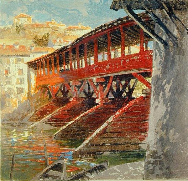 بونتي ديجلي ألبيني ، باسانو ديل جرابا ، حوالي عام 1910 (طباعة بارزة) بواسطة تشارلز هودج ماكي