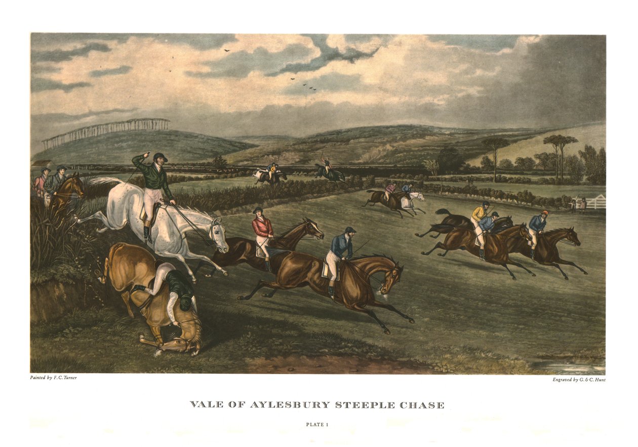 "Vale of Aylesbury Steeple Chase" ، اللوحة 1 ، c1836 ، c1955 بواسطة تشارلز هانت