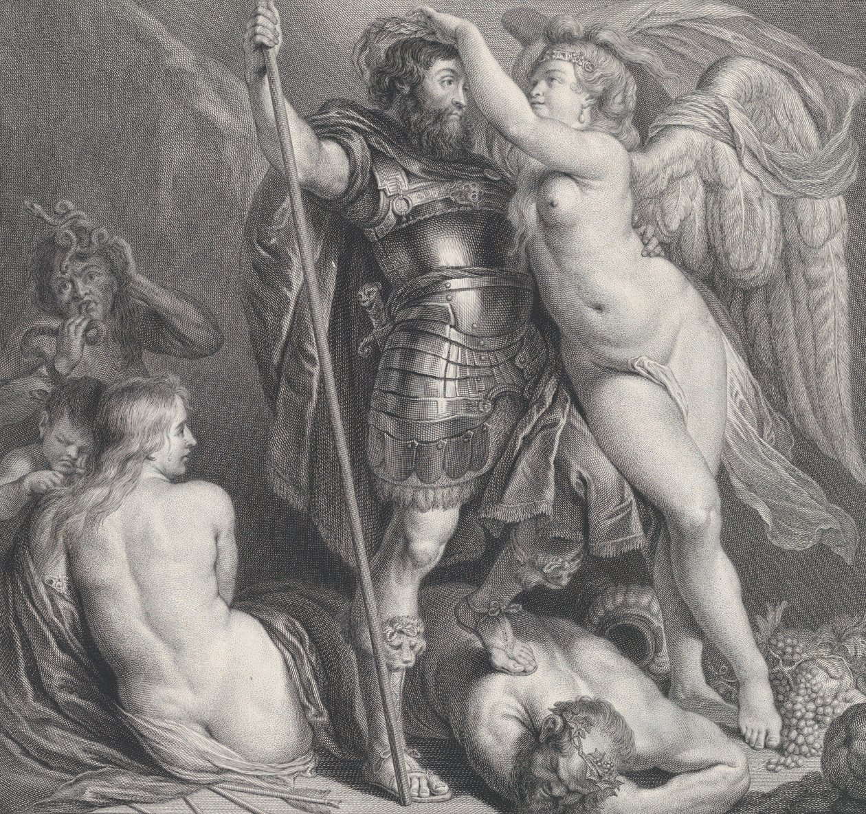 توج البطل بالنصر الذي يضع إكليل الغار على رأسه فينوس وكوبيد في ... ، كاليفورنيا. 1735 - 61. بواسطة تشارلز هوتين