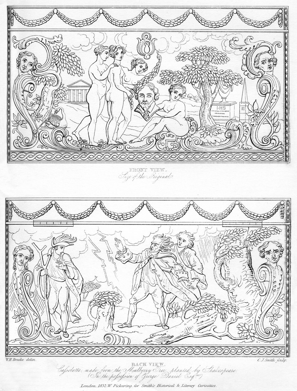 كاسوليت منحوت مصنوع من خشب شجرة التوت شكسبيرز ، القرن الثامن عشر ، 1840 بواسطة تشارلز جي سميث