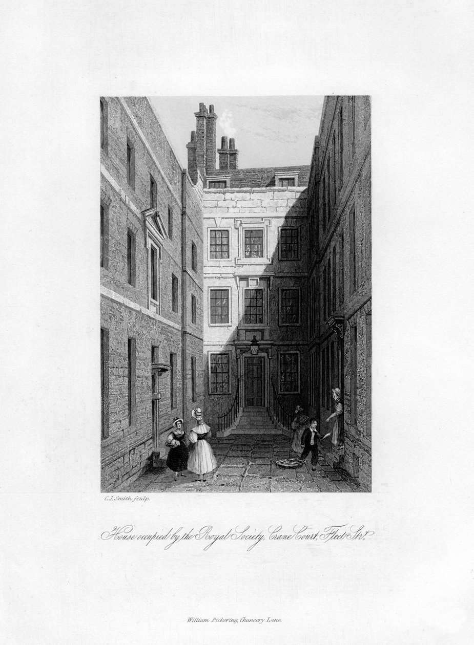 البيت الذي تشغله الجمعية الملكية ، كرين كورت ، شارع فليت ، 1678-1760 ، 1840 بواسطة تشارلز جي سميث