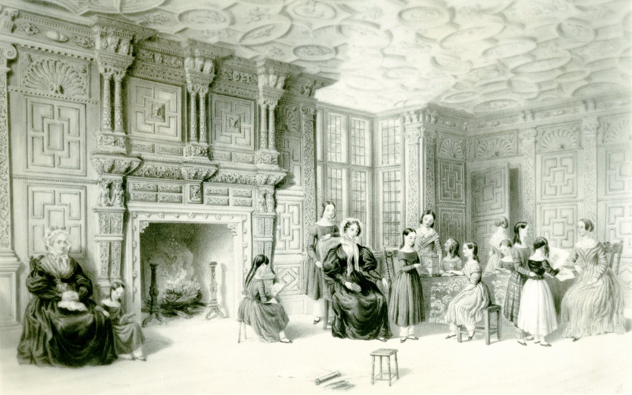 حجرة الدراسة في Campden House ، حوالي 1840 (نقش) بواسطة تشارلز جيمس ريتشاردسون