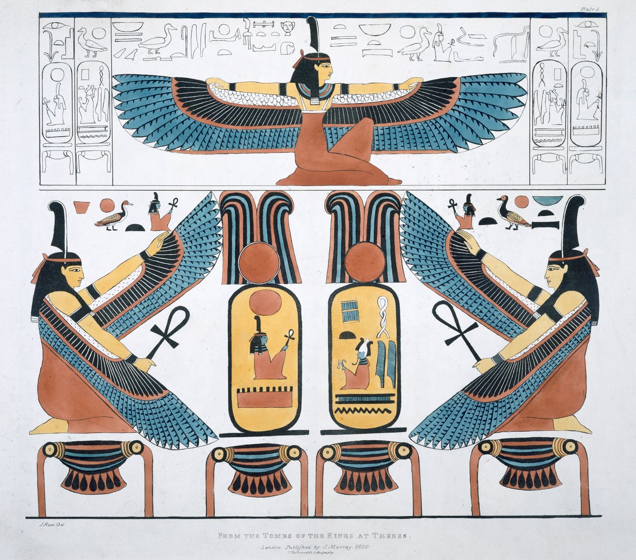"جداريات من قبور الملوك في طيبة ، اكتشفها جي بيلزوني" ، ١٨٢٠-١٨٢٢ بواسطة تشارلز جوزيف هولمانديل