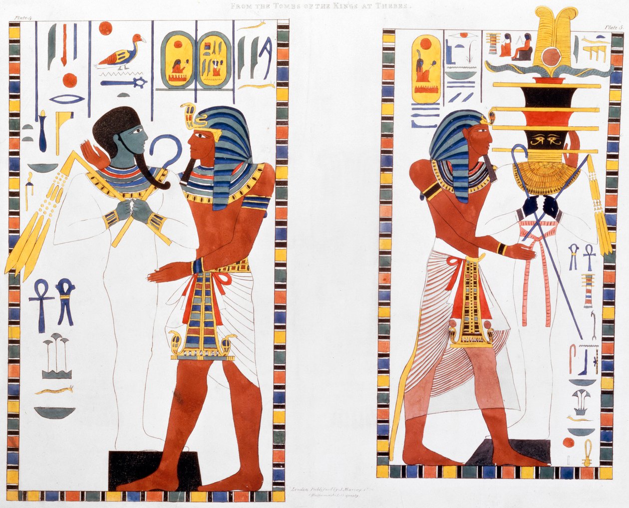 جداريتان من مقابر ملوك طيبة ، اكتشفهما جي بيلزوني ، 1820-1822 بواسطة تشارلز جوزيف هولمانديل