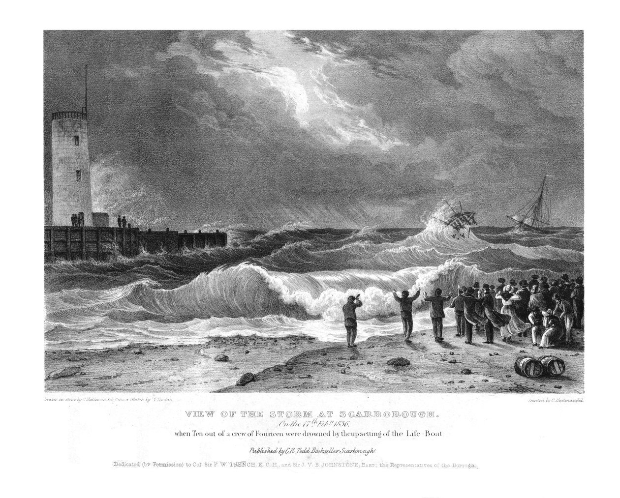 منظر للعاصفة في سكاربورو في 17 فبراير 1836. بواسطة تشارلز جوزيف هولمانديل