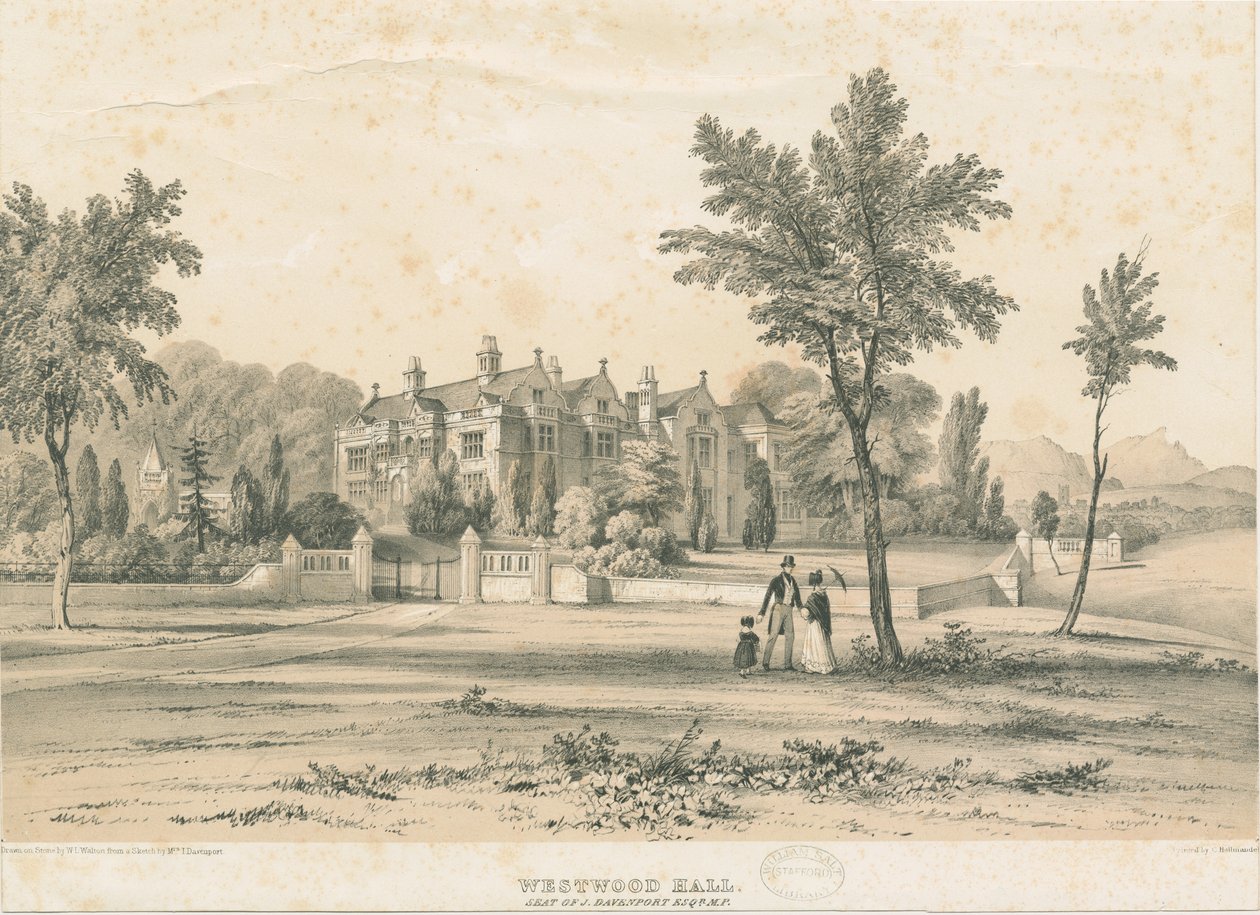 قاعة ويستوود: مطبوعة حجرية ملونة ، بدون تاريخ [1832-1841] بواسطة تشارلز جوزيف هولمانديل