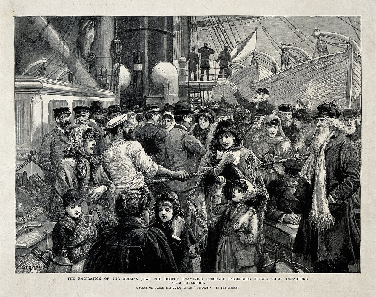 فحص اليهود اليهود من قبل طبيب قبل الهجرة من ليفربول ، 1891 بواسطة تشارلز جوزيف ستانيلاند
