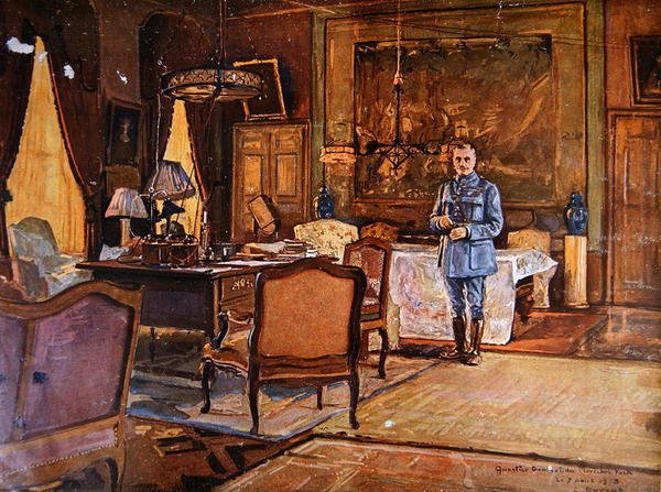 المارشال فرديناند فوش في مقره ، 7 سبتمبر 1918 ، باريس (نقش ملون) بواسطة تشارلز جول دوفنت