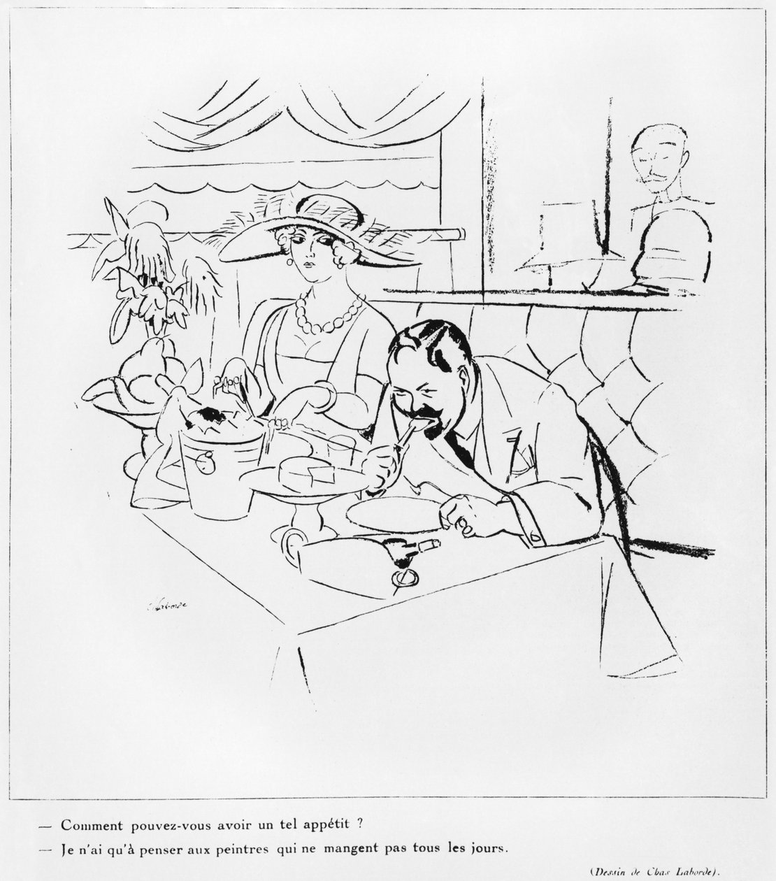 الأكل ، الرسم التوضيحي من L&39;Amour de l&39;Art ، 1925 بواسطة تشارلز لابورد