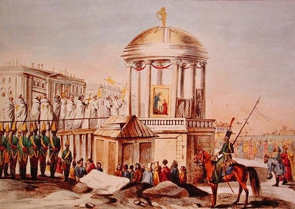 نعمة المياه في سانت بطرسبرغ ، حوالي عام 1820 (حجر ملون) بواسطة تشارلز لاستيري دو سيلانت