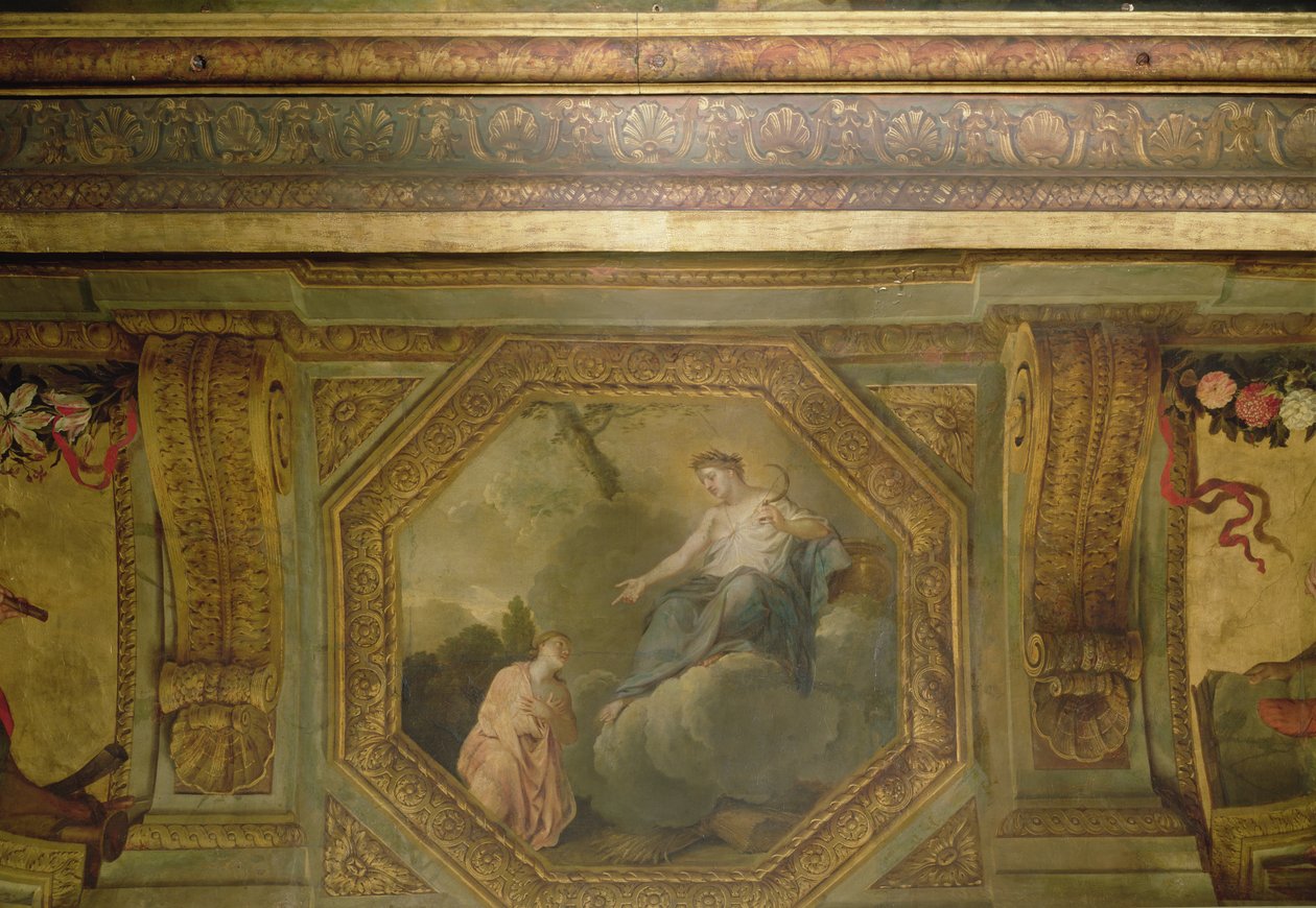 سقف فندق Hôtel La Rivière بتفاصيل Psyche التسول ، 1653 زيت على قماش بواسطة تشارلز لو برون