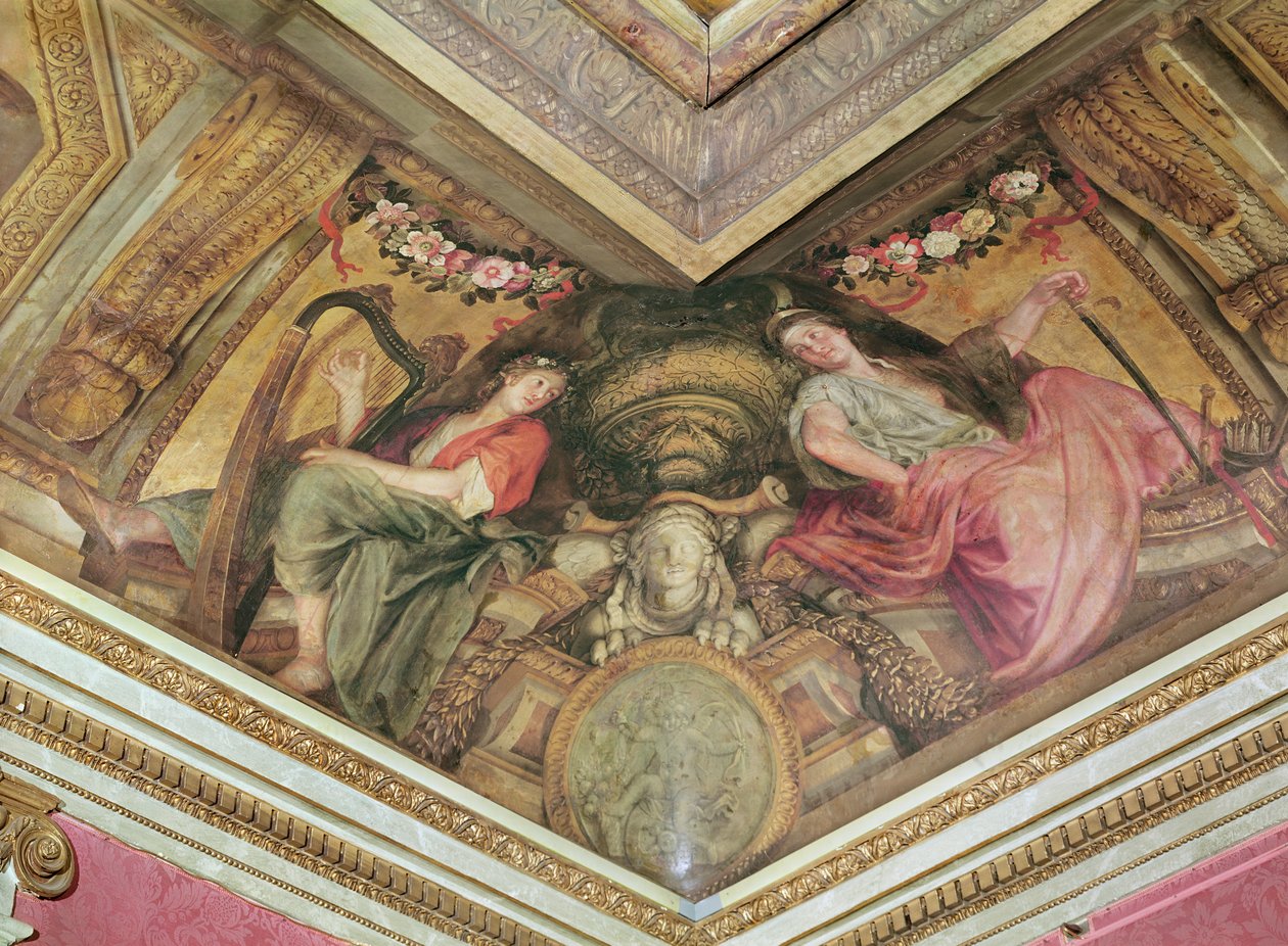 سقف فندق de l&39;Abbé de La Rivière: The Muses Polyhymnia and Melpomene ، 1653 بواسطة تشارلز لو برون