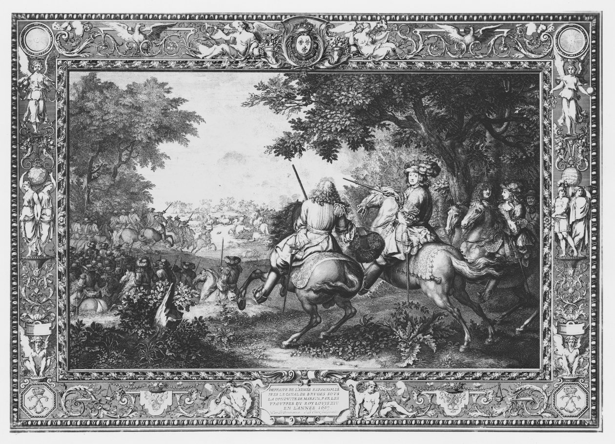 تعليق على الحائط "Histoire du Roi" ، هزيمة الكونت دي مارسين ، نقشها سيباستيان لو كليرك (1673-1714) 1680 بواسطة تشارلز لو برون