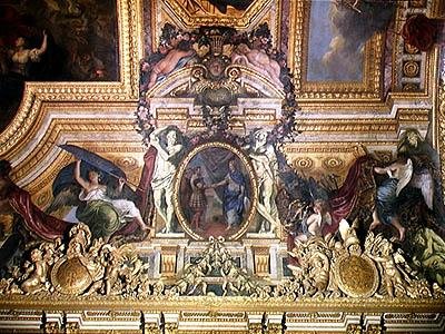 تجديد التحالف مع السويسري في عام 1663 ، لوحة السقف من Galerie des Glaces بواسطة تشارلز لو برون