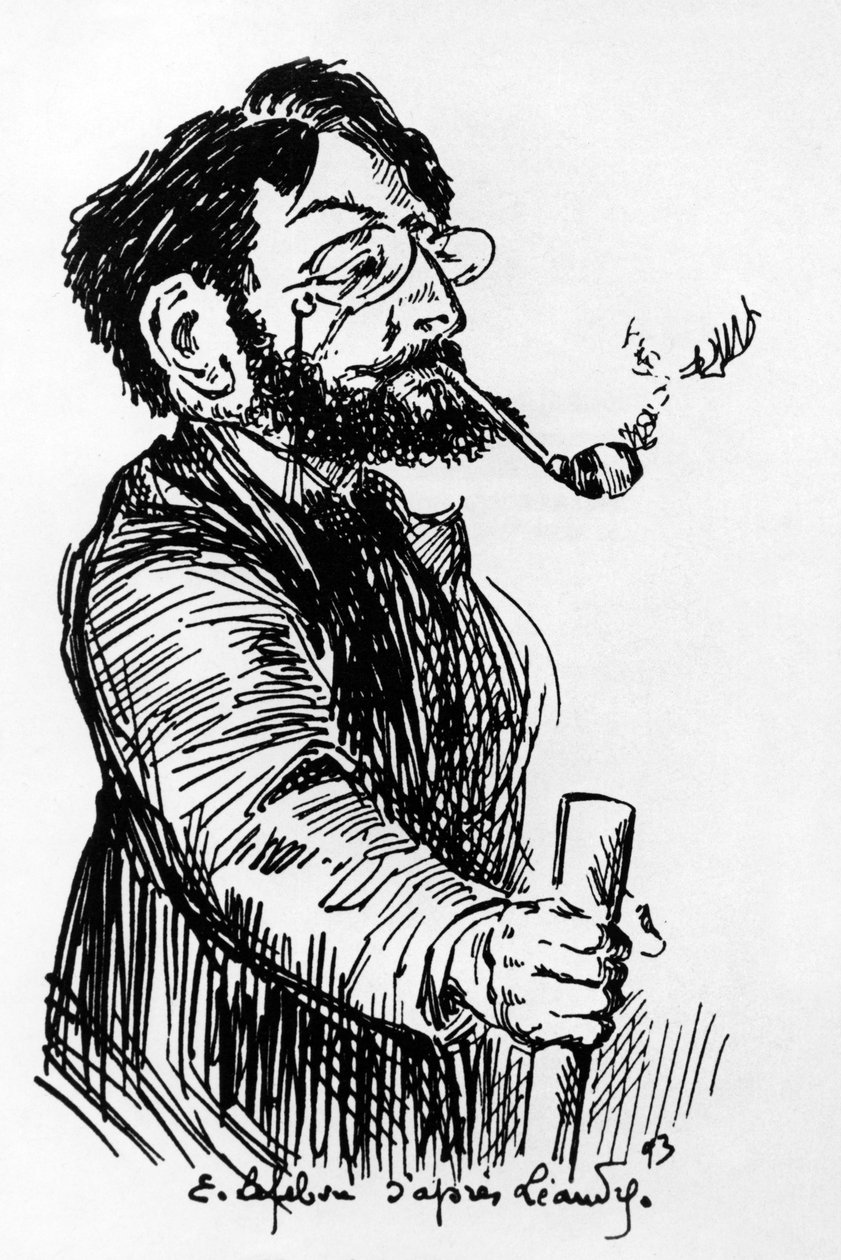 هنري ريفيير (1864-1951) فنان ومصمم فرنسي (مسرحية الظل في Cabaret Le Chat Noir) ، رسم بواسطة E. Lefebvre بعد Leandre بواسطة تشارلز ليندر
