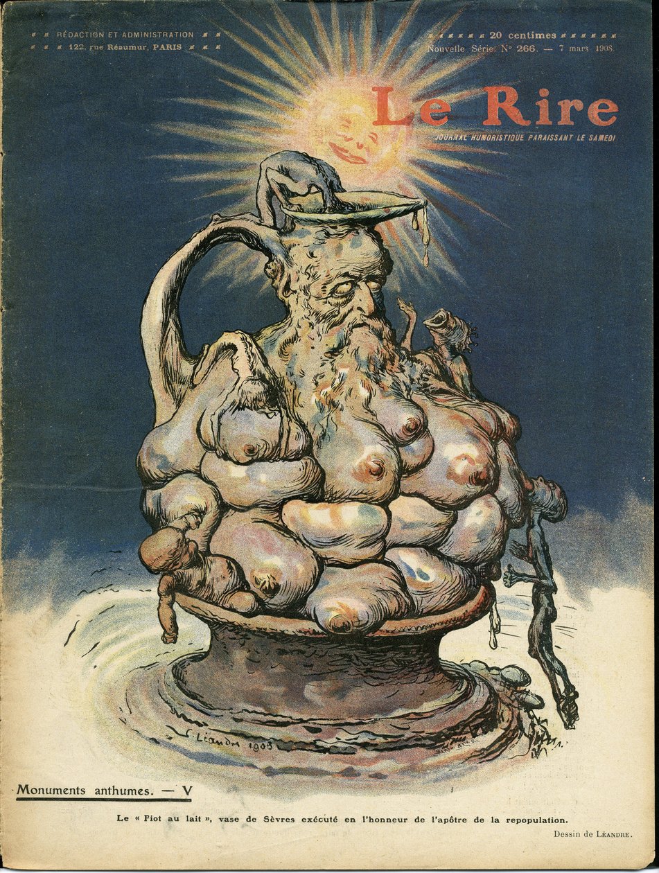 رسم توضيحي لـ Charles Leandre (1862-1934) لغلاف Le Lire ، 07/03/08 - تمثال النحت ، الأمومة - Piot Edme (1828-1909) بواسطة تشارلز ليندر