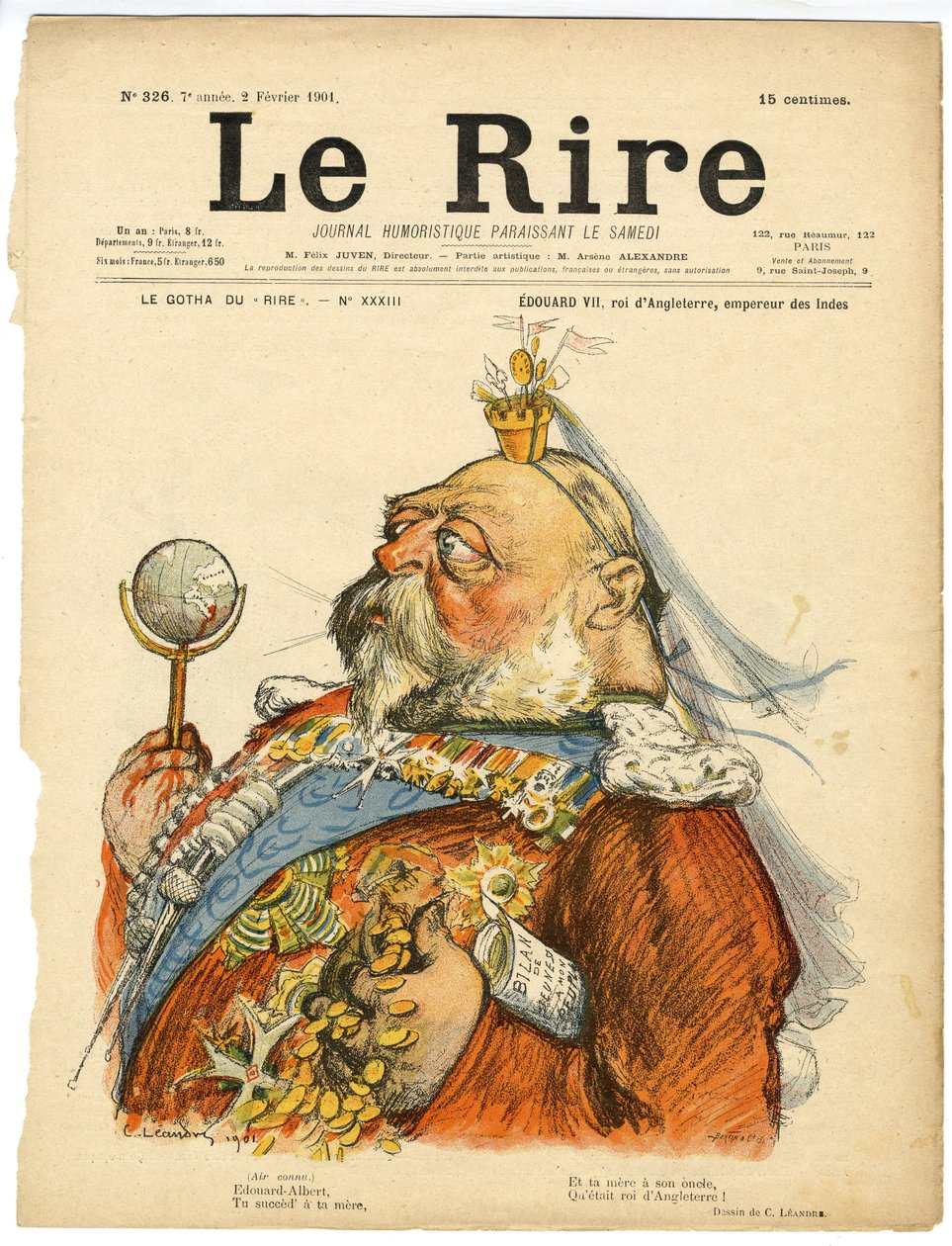 رسم توضيحي لتشارلز ليندر (1862-1934) لغلاف Le Rire بواسطة تشارلز ليندر