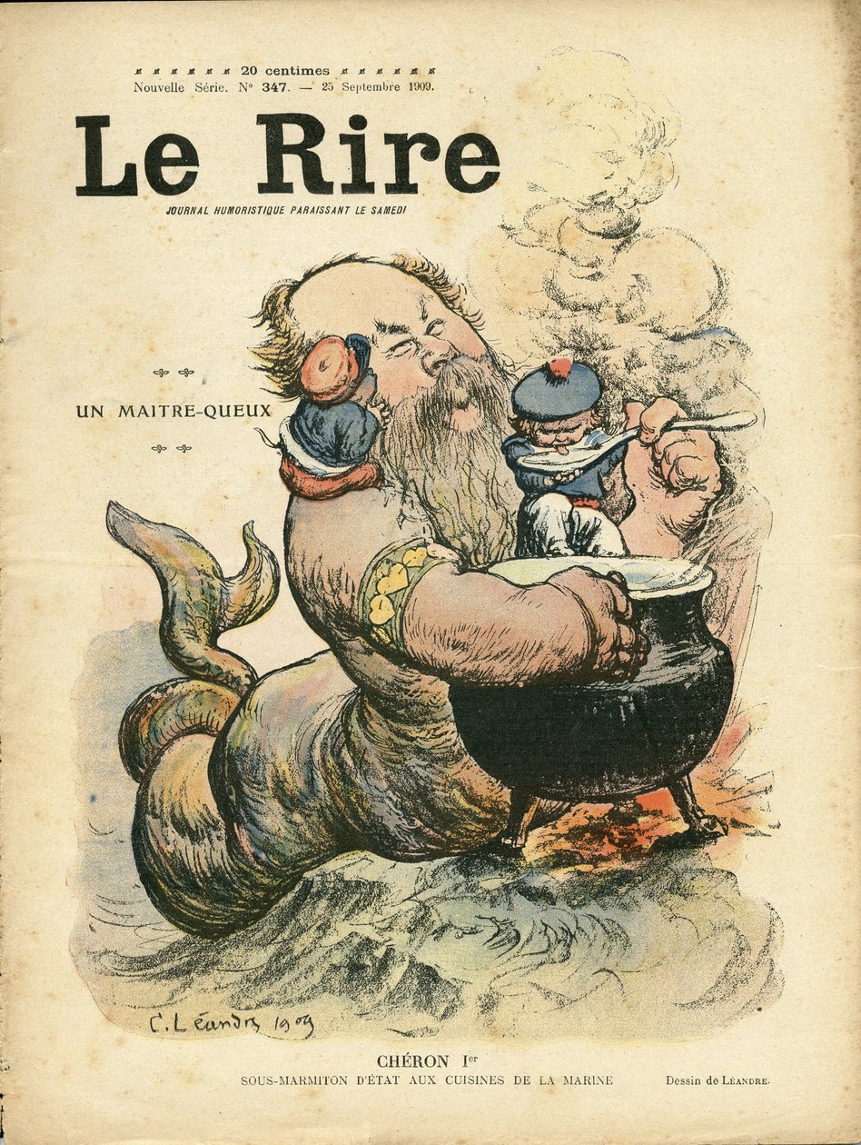 رسم توضيحي لتشارلز ليندر (1862-1934) لغلاف Le Rire ، 25/09/09 - A master-queux - Marine Marine Balneaire - Cheron Henry (1867-1936) ، Sirene بواسطة تشارلز ليندر