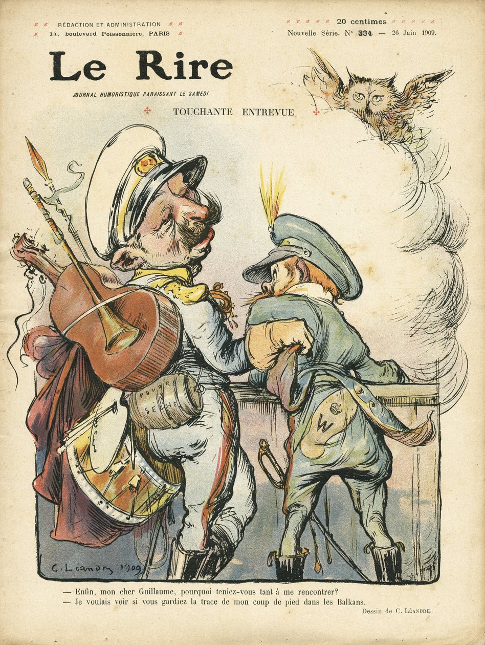 رسم توضيحي لتشارلز ليندر (1862-1934) لغلاف Le Rire ، 06/26/09 - مقابلة توشان - موسيقى ، غيتار - ويليام الثاني ، نيكولاس الثاني بواسطة تشارلز ليندر