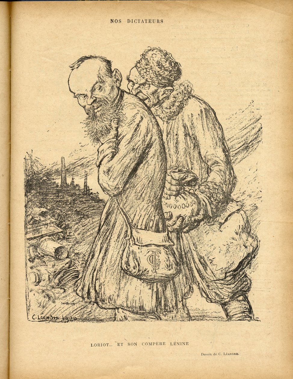 رسم توضيحي لتشارلز لياندر (1862-1934) في لو ريير ، 29/05/20 - لوريو وشريكه لينين - الولايات المتحدة - لينين ، لوريو بواسطة تشارلز ليندر
