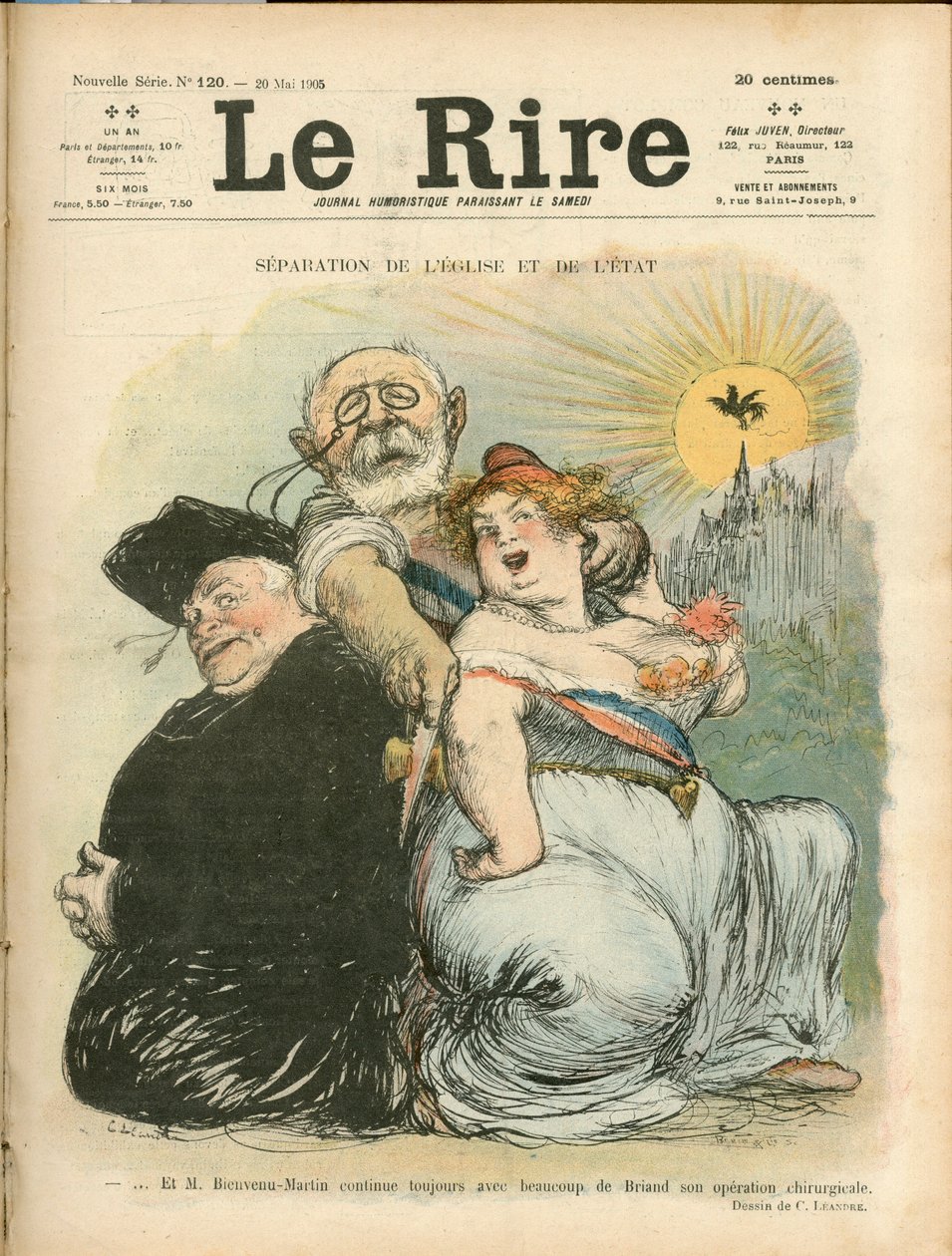 فصل الكنيسة عن الدولة - غلاف كتاب "Le Laughing" بواسطة تشارلز ليندر
