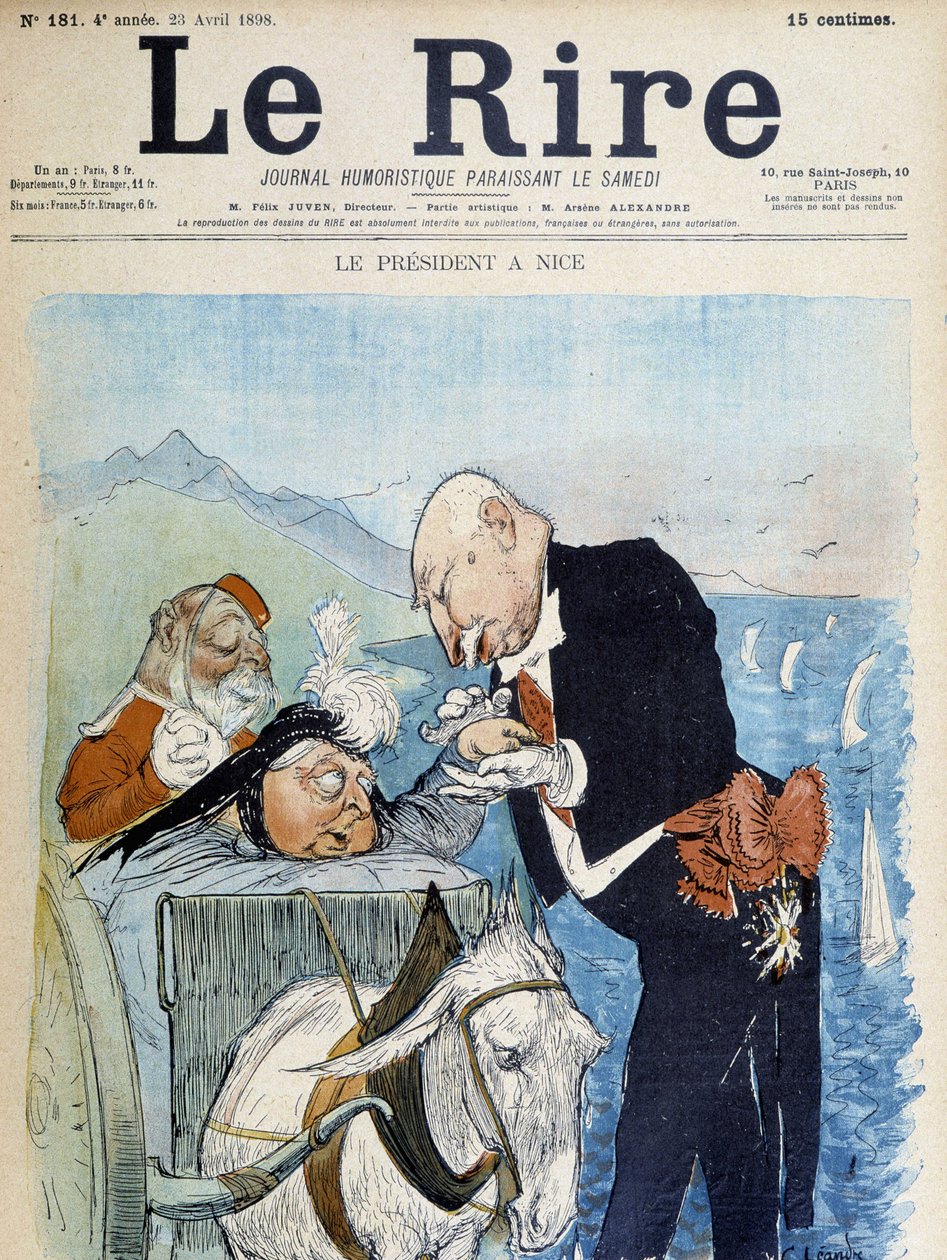 Victoria et Félix Faure in Nice - بواسطة Léandre في "" Le Rire "من 23/04/1898 بواسطة تشارلز ليندر