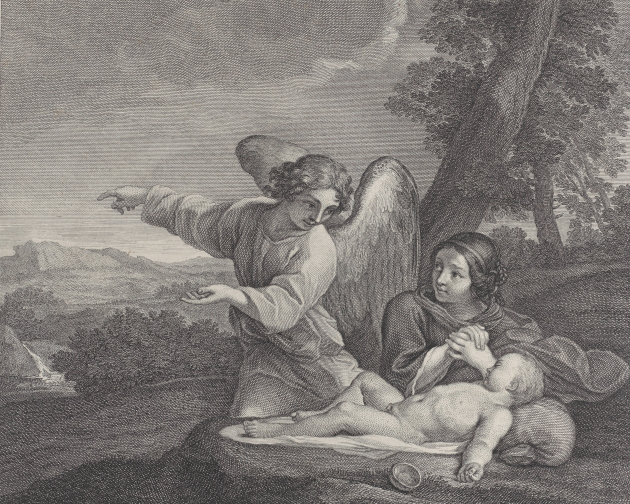 ظهور الملاك لهاجر في البرية وهي تطوي يديها بجانب النوم ... ، 1700 - 28. بواسطة تشارلز لويس سيمونو
