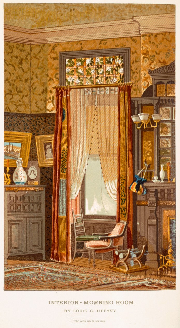غرفة الصباح 1881 ، بواسطة تيفاني ، تشارلز لويس من C Harrisons Womans Handiwork in Modern Homes New York 1881 بواسطة تشارلز لويس تيفاني