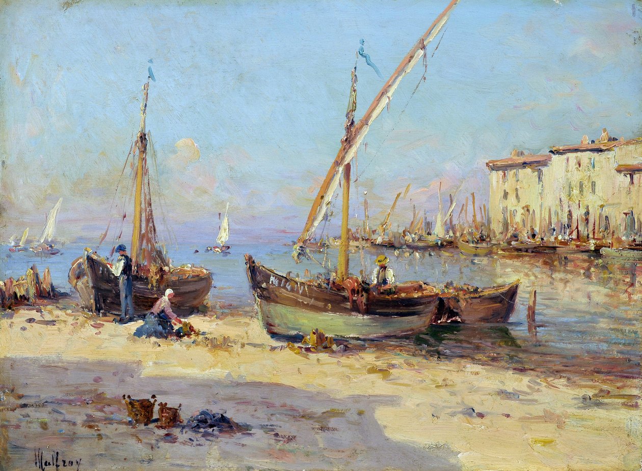 منظر من Martigues. لوحة تشارلز مالفروي (1862-1918). زيت على خشب. قاتمة: 29.5x40 سم. ذكر إلزامي: مجموعة مؤسسة بخصوص دي بروفانس ، مرسيليا بواسطة تشارلز مالفروي