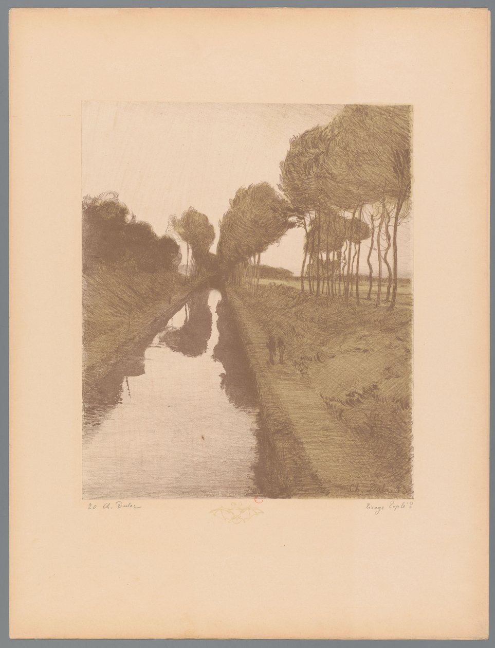 اثنان من المشاة على طول القناة المناظر الطبيعية (عنوان المسلسل) Suite des Paysages (عنوان المسلسل) بواسطة تشارلز ماري دولاك