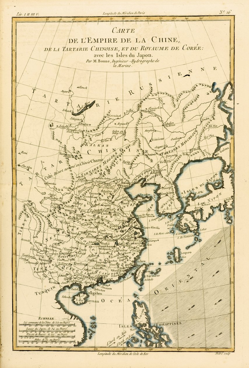 تم نشر الإمبراطورية الصينية و Tartary الصينية ومملكة كوريا ، مع جزر اليابان ، من Atlas de Toutes les الأطراف Connues du Globe Terrestre بقلم Guillaume Raynal (1713-96) 1780 (colou بواسطة تشارلز ماري ريغوبرت بون