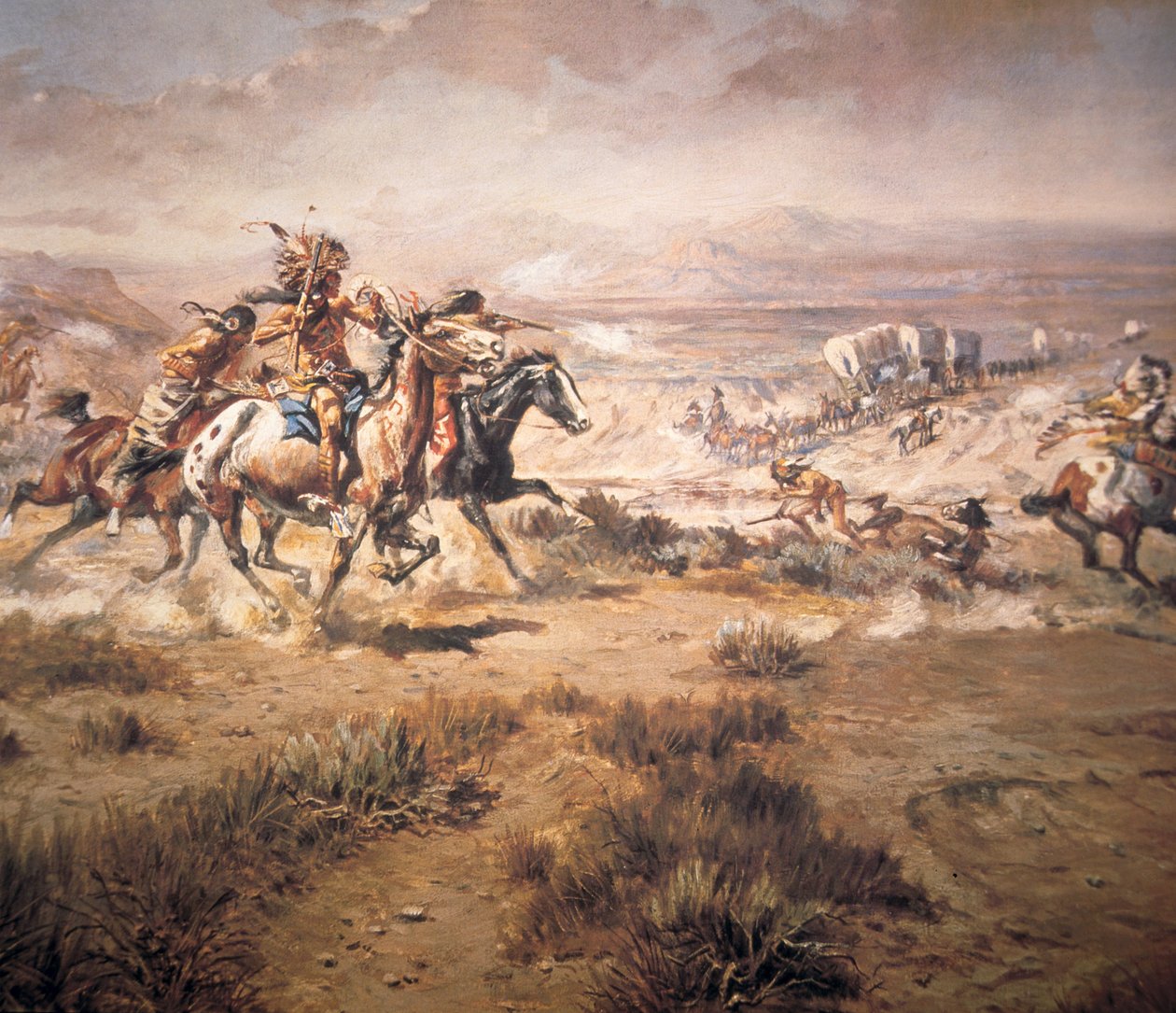 Attack on the Wagon Train بواسطة تشارلز ماريون راسل