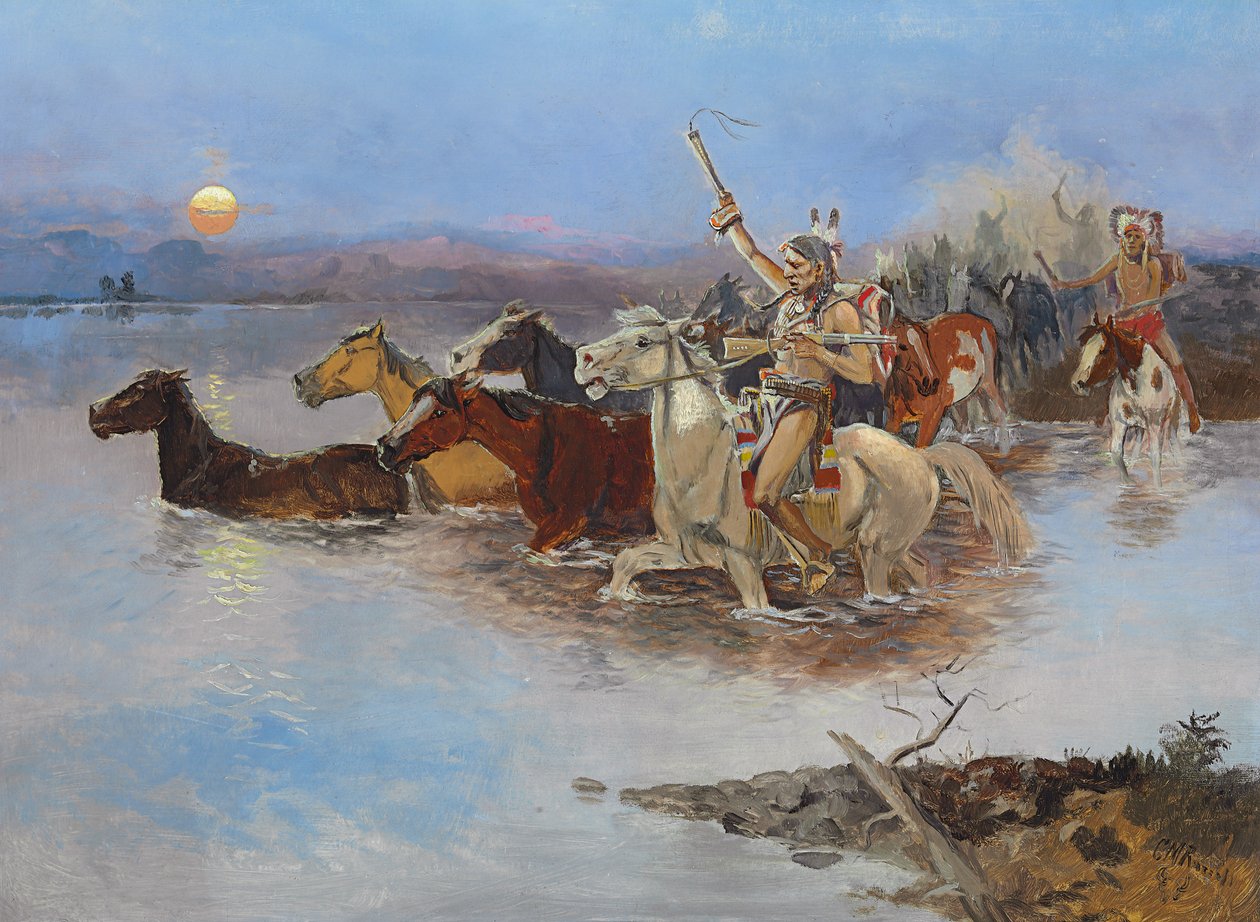 عبور النهر ، ج .1895 بواسطة تشارلز ماريون راسل