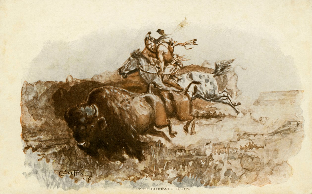 The Buffalo Hunt من تأليف CM Russell بواسطة تشارلز ماريون راسل