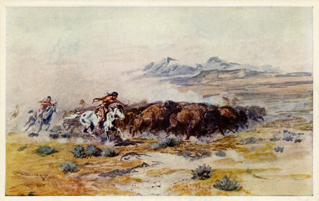 The Buffalo Hunt من تأليف CM Russell بواسطة تشارلز ماريون راسل