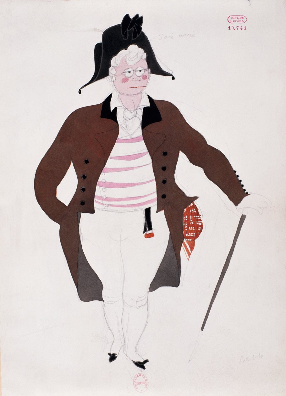 زي لشخصية بارتولو من The Barber of Seville بواسطة Gioacchino Rossini ، رسم بواسطة Charles Martin (1884-1934) بواسطة تشارلز مارتن