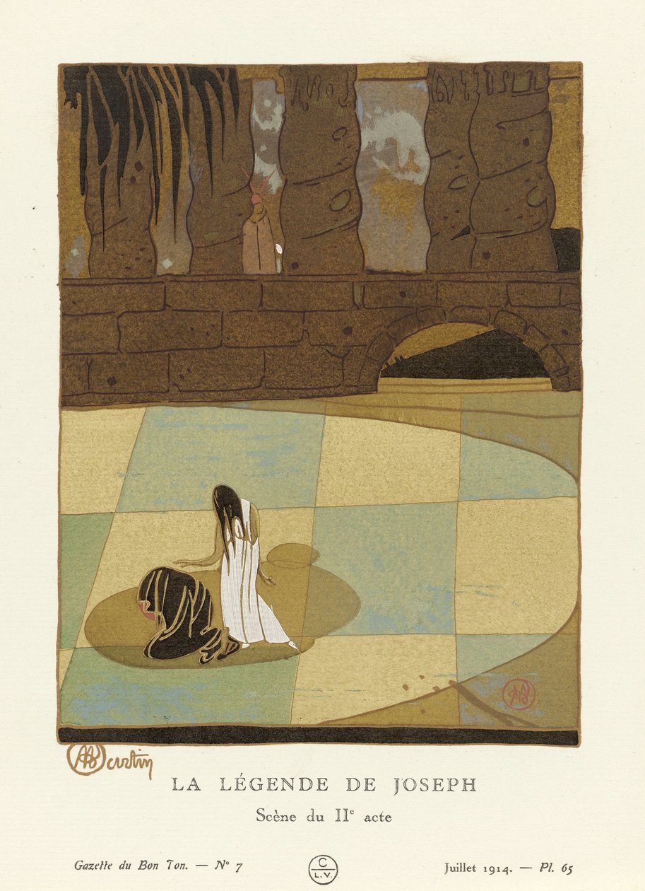 أسطورة يوسف. مشهد من الفصل الثاني من La Gazette du Bon Ton، pub. 1914 بواسطة تشارلز مارتن