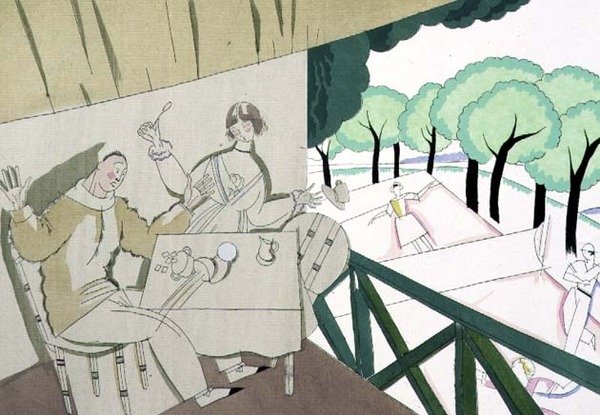 مشهد التنس ، حوالي عام 1920 (استنسل على ورق) بواسطة تشارلز مارتن